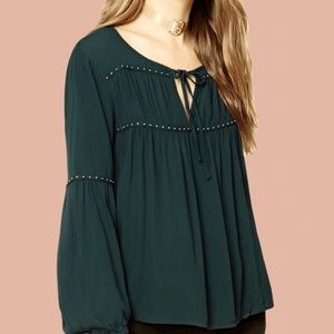 Forever 21 Studded Long-Sleeve Peasant Blouse